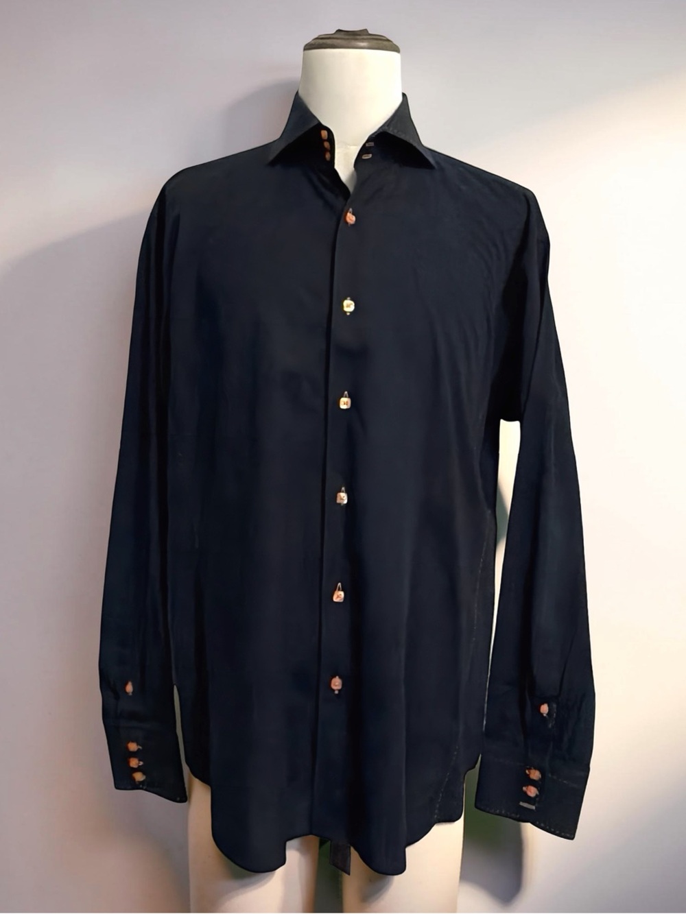 BOGOSSE Men’s Button-Down Shirt | Italian Rock Luxury | L/XL | Black & Gold